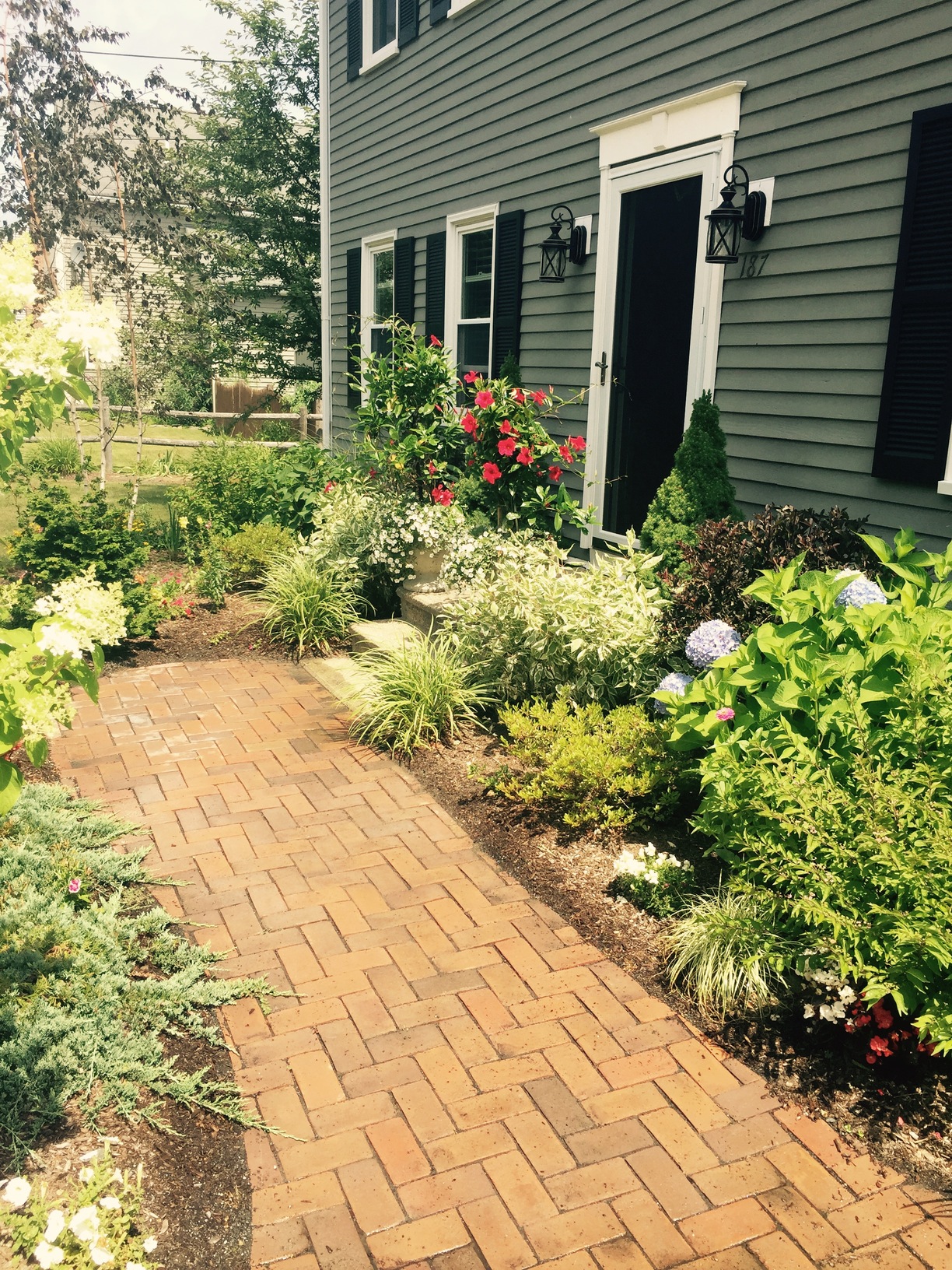brick path next to garden