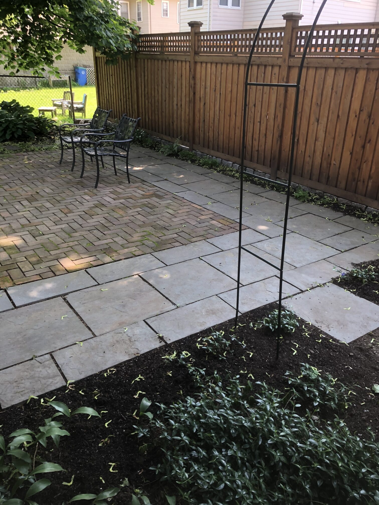 stone patio and garden space